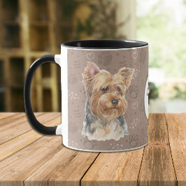 Caneca Ame Meu Cachorro Yorkie Pawprint Mug
