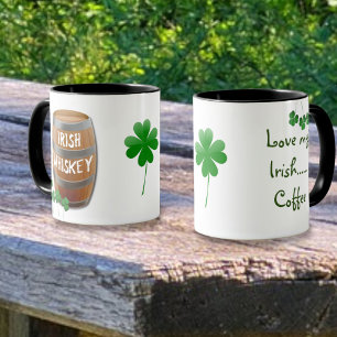 Caneca Ame meu café irlandês Whirkey Barrel Shamrock