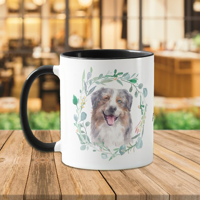 Caneca Ame Minha Aussie Wreath Coffee Mug (Criador carregado)