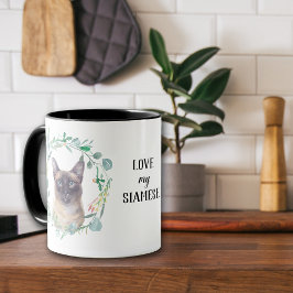 Caneca Ame Minha Gata Siamesa Wreath Coffee Mug