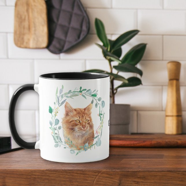 Caneca Ame Minha Ginger Cat Wreath Coffee Mug (Criador carregado)