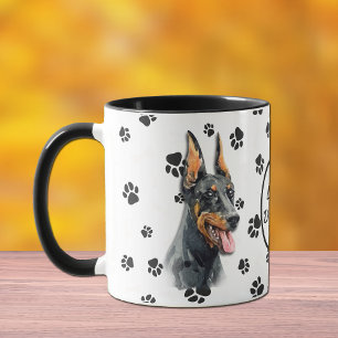 Caneca Ame O Meu Doberman Pinscher Dog Pawprint