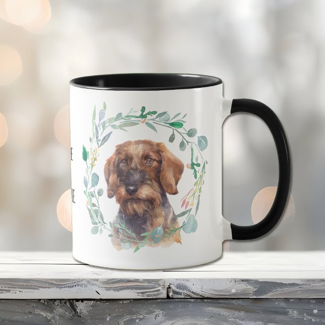 Caneca Ame O Meu Fio Levado Doxie Wreath (Criador carregado)
