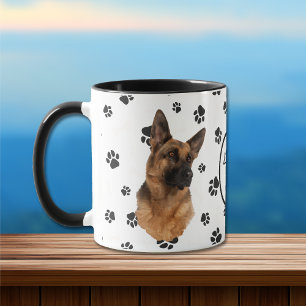 Caneca Ame O Meu German shepherd Cachorro Pawprint Mug