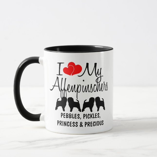 Caneca Ame Os Meus Quatro Cães Affenpinscher (Esquerda)