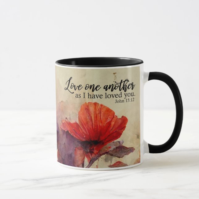 Caneca Ame-Se Outra Bíblia Vermelhos Roxo Floral (Direita)