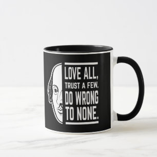 Caneca Ame Todos Confie em Poucos Citação de Shakespeare 