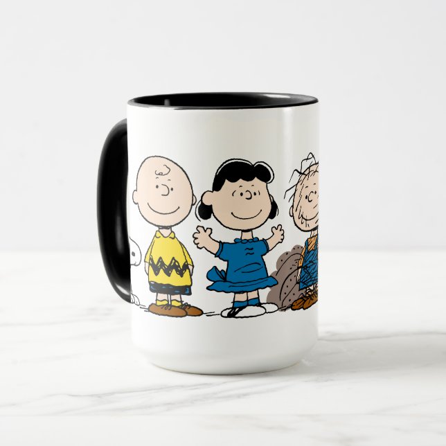 Caneca Amendoins Amigos Em Uma Fila (Frente Esquerda)