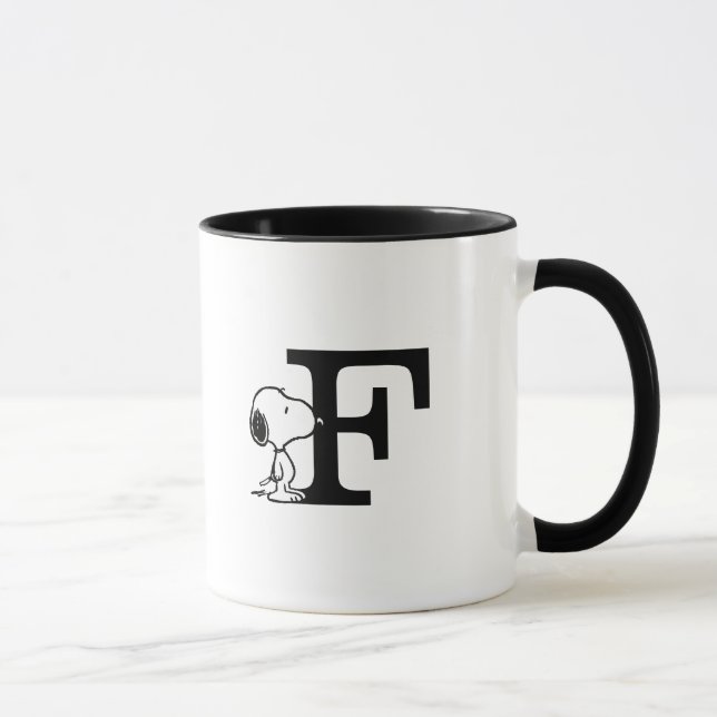 Caneca Amendoins | Monograma de Snoopy F (Direita)