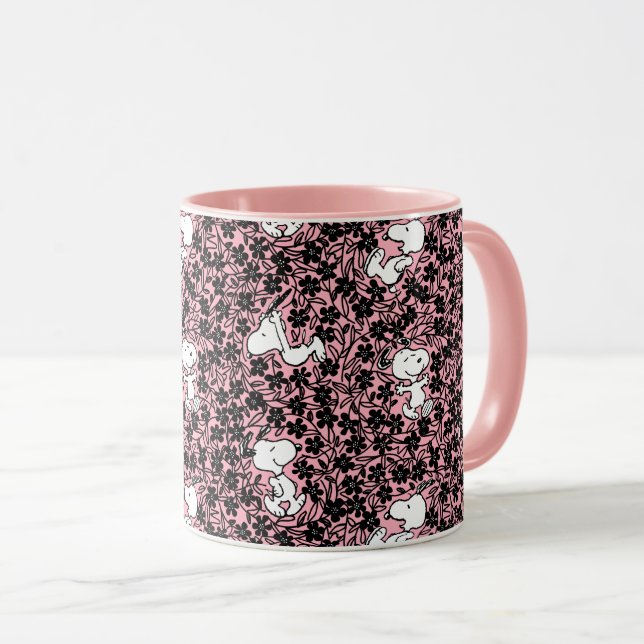 Caneca Amendoins | Padrão Da Vinha Da Flor De Esnoopia (Frente Esquerda)