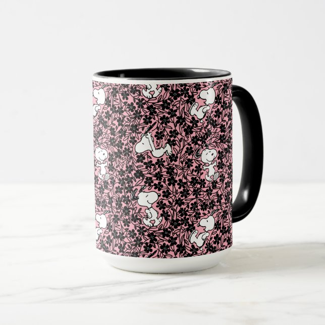 Caneca Amendoins | Padrão Da Vinha Da Flor De Esnoopia (Frente Esquerda)