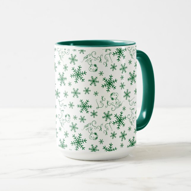 Caneca Amendoins | Padrão De Neve De Noopy De Natal (Frente Esquerda)