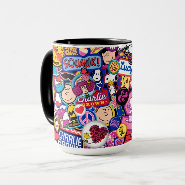Caneca Amendoins | Padrão de patch de fita mista (Frente Esquerda)