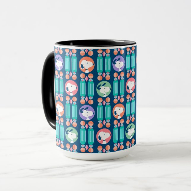 Caneca Amendoins | Padrão de Sonhos de Deco Azul Escuro d (Frente Esquerda)