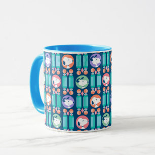 Caneca Amendoins Padrão de Sonhos de Deco Azul Escuro d