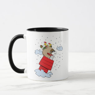 Caneca Amendoins   Snoopy, o Ace Voador no Natal