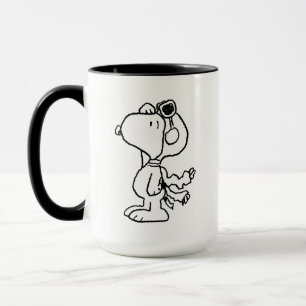 Caneca Amendoins   Snoopy the Flying Ace BW