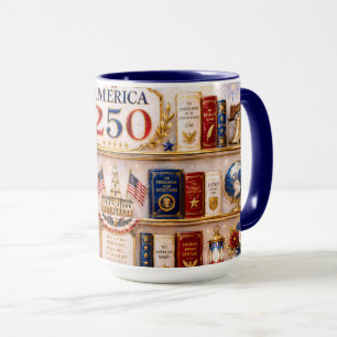 Caneca America 250 Estante de Livros Patriótica Am