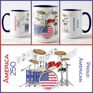 CANECA - América 250 - Vermelho/Branco/Azul - Conj