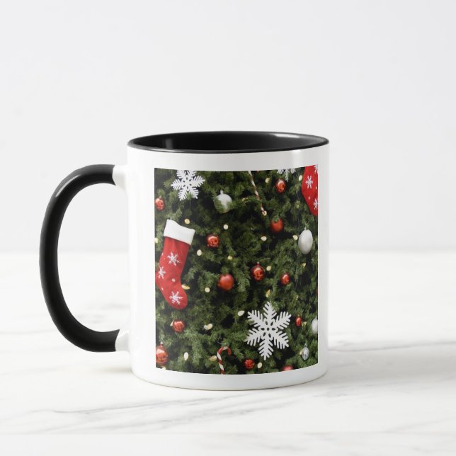 Caneca América do Norte. Condecorações de Natal na árvore (Esquerda)