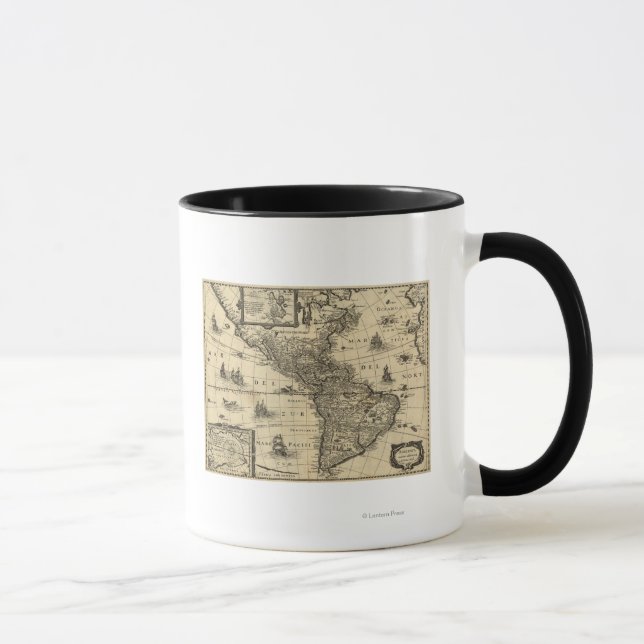 Caneca América do Norte e do Sul - Mapa Panorâmico (Direita)