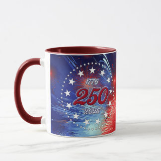 Caneca America’s 250th Birthday Graphic Fireworks Clouds