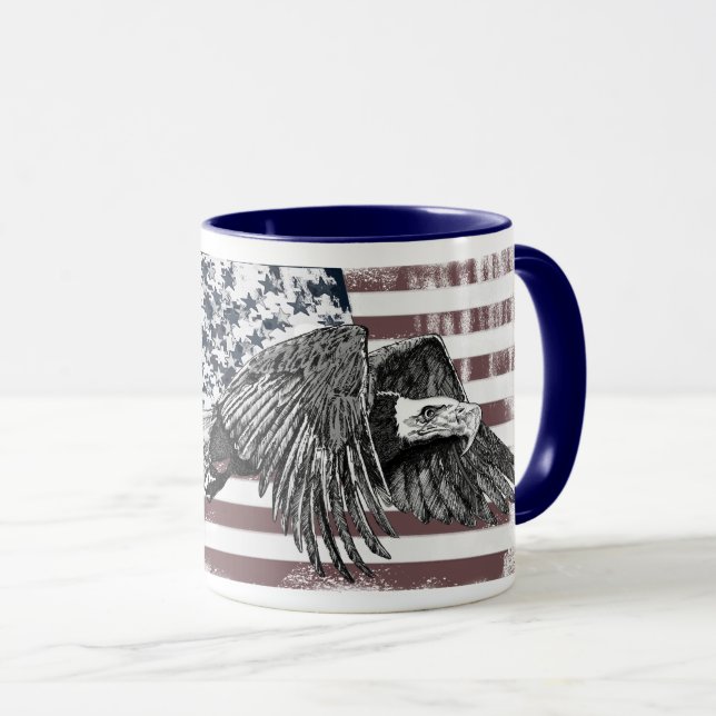 Caneca American Flag Bald Eagle EUA (Frente Esquerda)