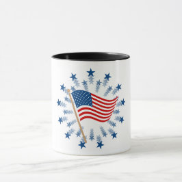 Caneca American Flag Starburst Fireworks 4 de julho