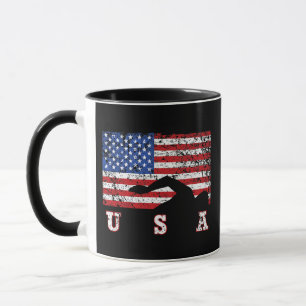 Caneca American Flag USA Gift Natação Team Premium