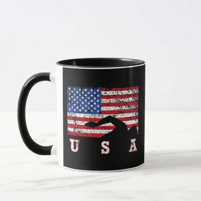 Caneca American Flag USA Gift Natação Team Premium (Esquerda)