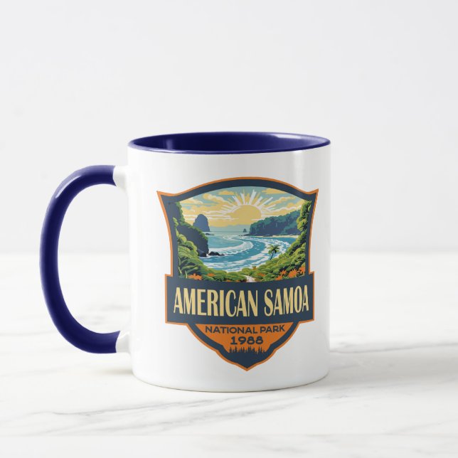 Caneca American Samoa National Park Illustration Retro (Esquerda)