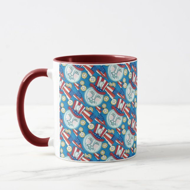 CANECA AMERICANA PATRIÓTICO DE ARTE FOLK NA LUA (Esquerda)