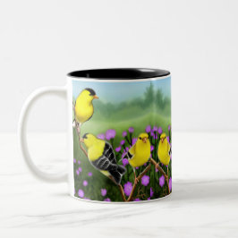 Caneca americana selvagem dos Goldfinches