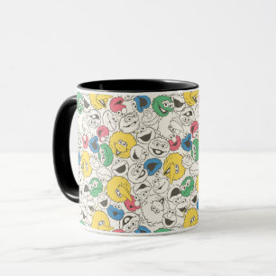 Caneca Amigos da Rua Sésamo Padrão de Núcleo Cabeça Gra