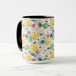 Caneca Amigos da Rua Sésamo   Padrão de Núcleo Cabeça Gra