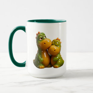 Caneca Amigos Dinossauros Fofos se Abraçando 