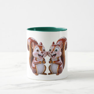 Caneca Amigos Esquilos Risonhos Desenho Animado Fofo