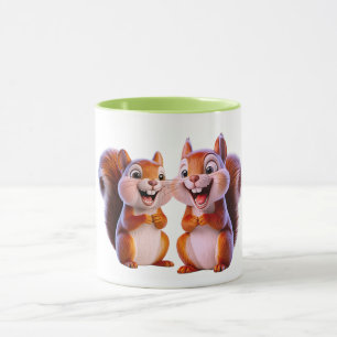Caneca Amigos Esquilos Risonhos Desenho Animado Fofo