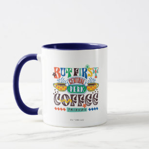 Caneca AMIGOS™   Mas Primeiro Gráfico Vibrante De Café