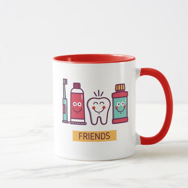 Caneca Amigos orais do cuidado dos desenhos animados (Direita)