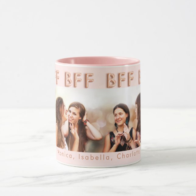 Caneca Amigos para sempre Foto de rosa dourado BFF (Centro)