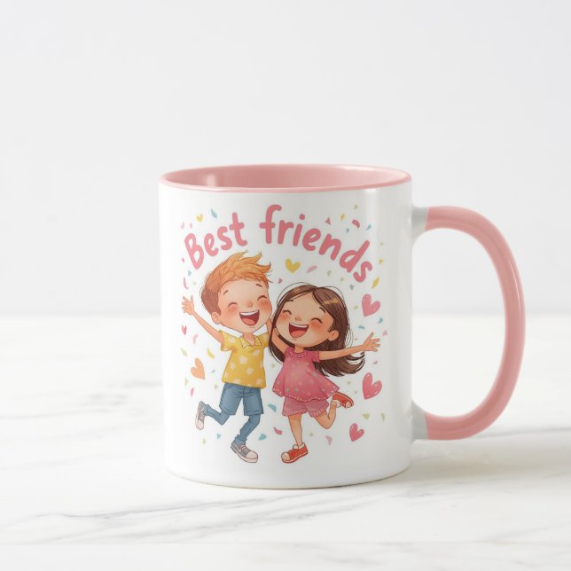 Caneca "Amigos para sempre: Ilustração alarmante para ser (Direita)