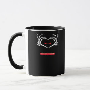 Caneca Amigos vamos! Esqueleto Clássico Mãos Coração