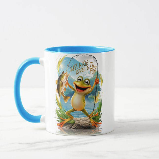 Caneca Amizade Aquática: Sapo com Peixe na Água (Esquerda)
