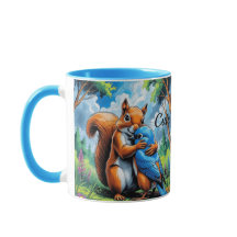 Amizade bonita entre esquilo e Bluebird