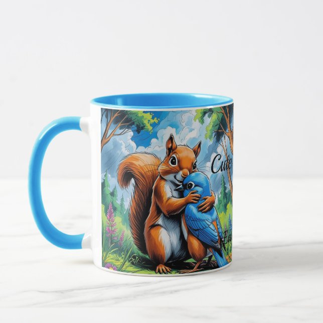 Caneca Amizade bonita entre esquilo e Bluebird (Esquerda)