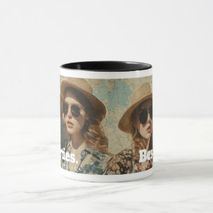 Caneca Amizade de Besties Minimalista Uma Foto e Nomes
