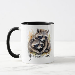 Caneca Amizade ou romântico Seu Nome Nomeia Raccoons