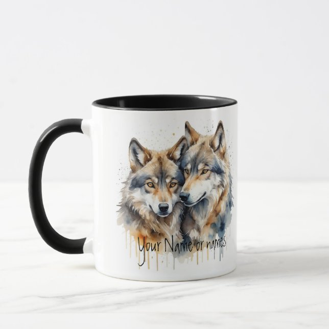 Caneca Amizade ou romântico Seu Nome ou Nomes Lobo (Esquerda)