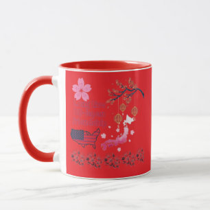 Caneca Amizade sem fim vermelho brilhante